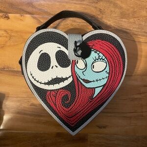 Disney Parks Jack Skellington and Sally Heart-Shaped Crossbody Bag